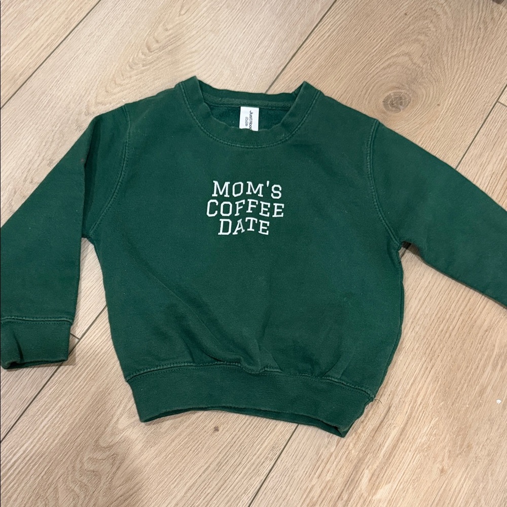 Kids Green 'Mom's Coffee Date' Pullover Sweatshirt